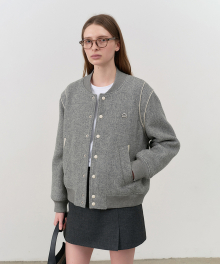 UNISEX WOOL VARSITY JACKET MELANGE GREY_UDJU4C101G2