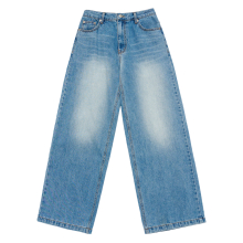 CAT BRUSH WASHING SEMI WIDE WOMAN DENIM PANTS