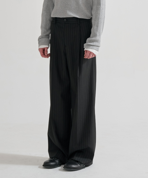 Широкие брюки в тонкую полоску (Black)