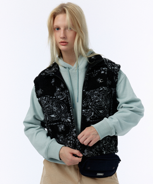 [24FW clove] Bandana Fleece Vest (чёрный)