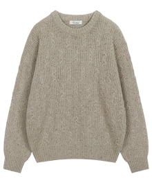 WOOL NEP CABLE PULLOVER [BEIGE]