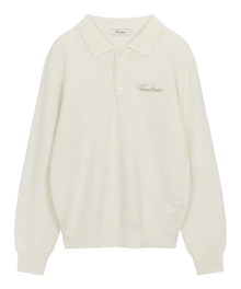 TASMANIA WOOL CASHMERE POLO KNIT [IVORY]