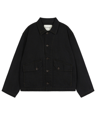 비바스튜디오(VIVASTUDIO) BUTTON UP DENIM JACKET [BLACK] 상품 이미지