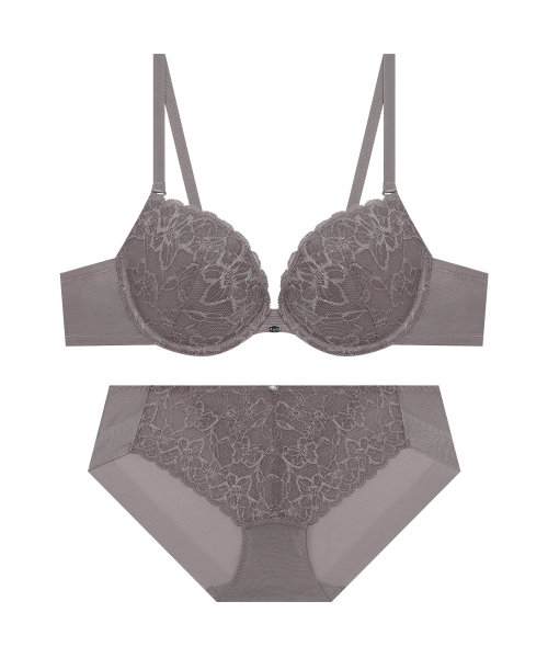 Комплект белья с кружевом Adela Deep V — Rosy Grey