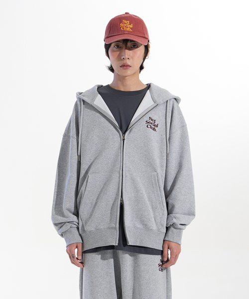 WAVY LOGO HOOD ZIP-UP (MELANGE)