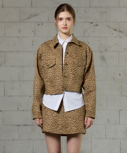LEOPARD TRUCKER JACKET / бежевый