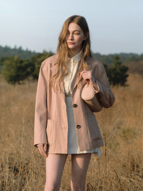 ジャケット LENINA ABIGAIL eco leather classic jacket_MISTY ROSE 르니나(LENINA) ABIGAIL eco leather classic jacket_MISTY ROSE