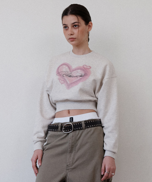 HEART CROP CREWNECK [OATMEAL]