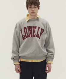 LONELY/LOVELY FLUFF SWEATSHIRT GRAY-BURGUNDY