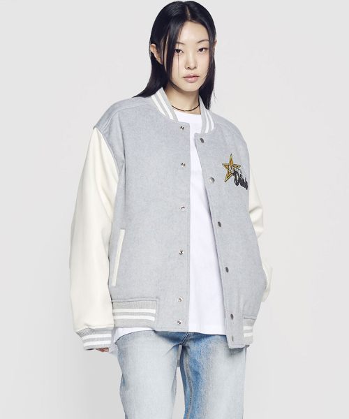 PIXEL BEAR ARTWORK VARSITY JACKET (2COLOR)