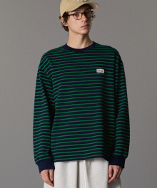 STRIPE ROUND NECK LONG SLEEVE T-SHIRT GREEN