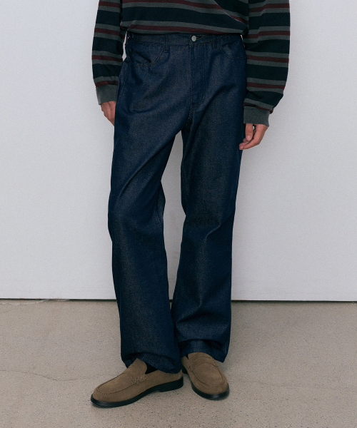 flare washed denim pants (indigo синий)