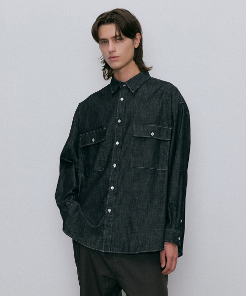 Washed over denim shirt (чёрный)