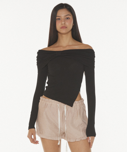 NANA RIBBON OFF-SHOULDER T - чёрный