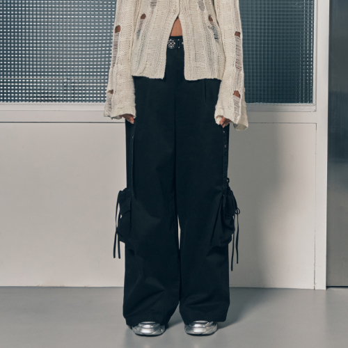 WIDE CARGO POCKET PANTS широкий каргобрюки чёрный BQ4WP002