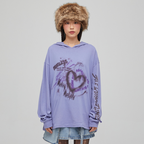 Oversized Hood T-Shirt оверсайз худи Purple BQ4CL014