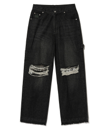 SPEAKER STRAIGHT PATCH JEAN - BLACK