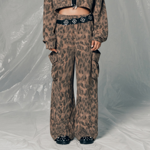 LEOPARD PRINT WIDE SWEAT PANTS коричневый BQ4CP001