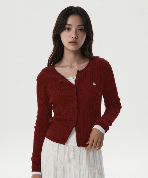 후아유 High Gauge Cotton Cable Cardigan / WHCKG4821F