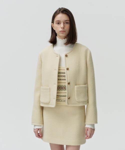 wool boucle crop жакет[cream]