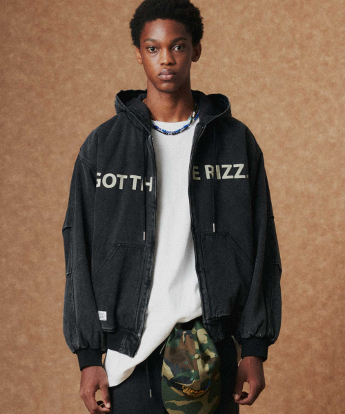 denim hood jumper_BLACK