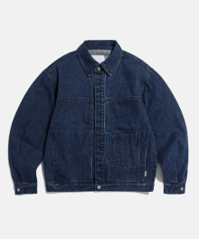 Minimal Denim Trucker Jacket Mid Indigo