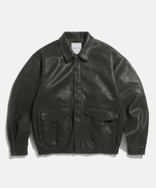 Flight Bomber Jacket (Faux Leather) Swamp Green