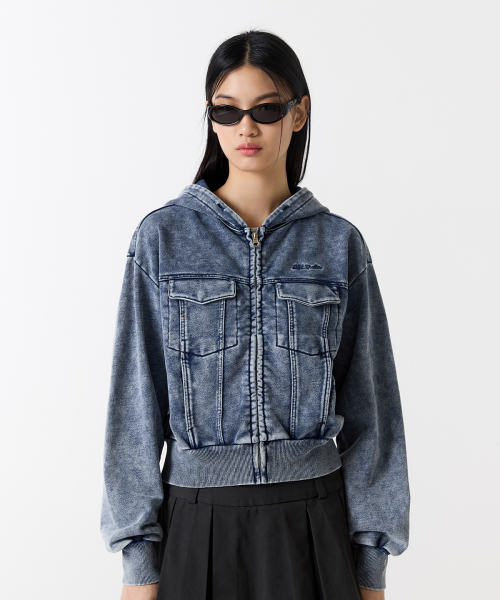 Кроп-зипка Odd Signature Denim Sweat - LIGHT BLUE