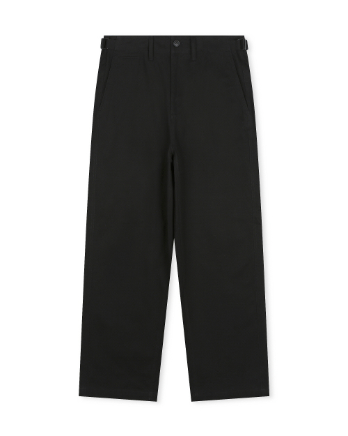 COTTON TWILL LOOSE FIT PANTS BLACK