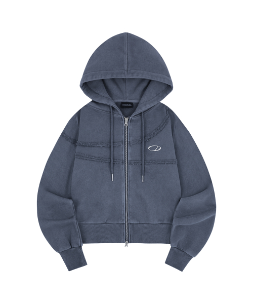 Худи на молнии с необработанным краем Pigment - NAVY