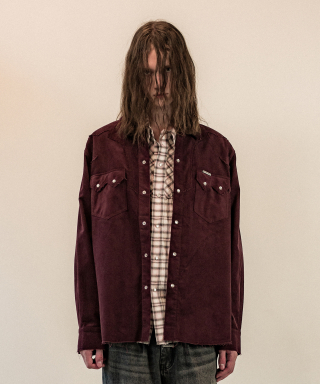 더바이닐하우스(THEVINYLHOUSE) CORDUROY WESTERN SHIRTS BURGUNDY 상품 이미지