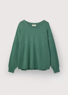 Wool cashmere boat neck pullover_Cactus