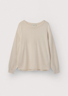 Wool cashmere boat neck pullover_Cream