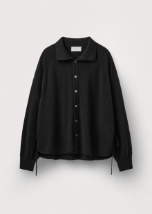 Pure merino convertible collar shirt_Black