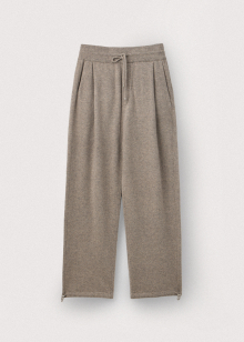 Pure saxon wool tucked pant_White oak