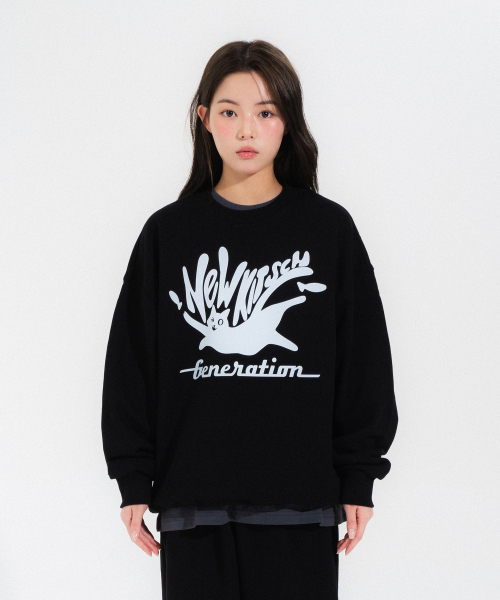 FISH CAT SWEATSHIRTS(BLACK)