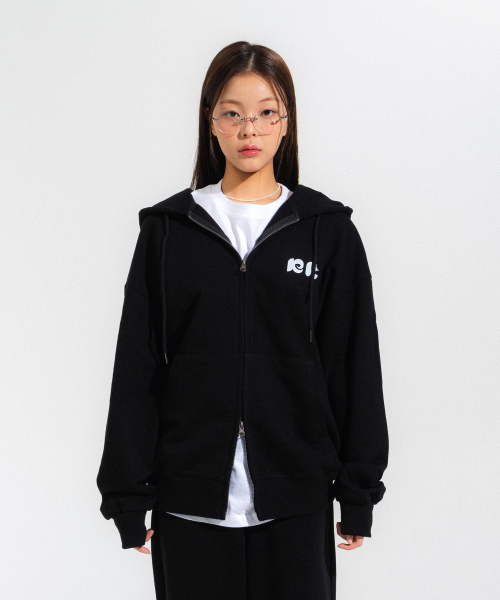 MIGNON LOGO HOOD ZIP-UP(BLACK)