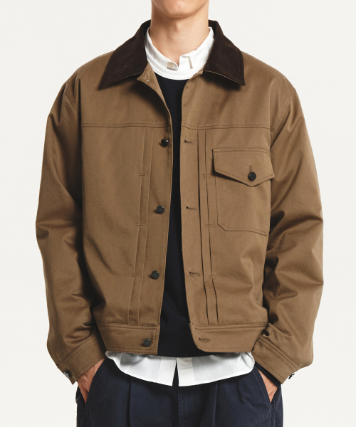 Corduroy Collar Trucker Jacket(carmel)