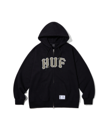 APPLIQUE ARCH LOGO HOODIE ZIP UP [BLACK]