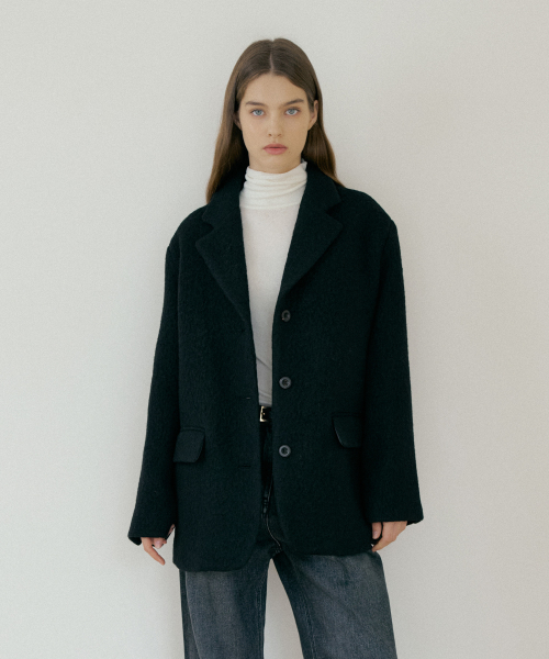 WOOL ALPACA JACKET- Black
