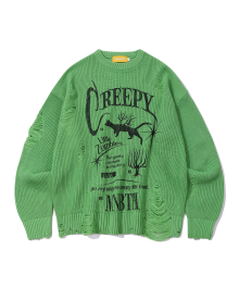 Midnight Damage Sweater(APPLE GREEN)