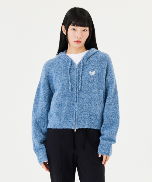 [MARK GONZALES]★24FW★WOMENS CROPPED ZIP-UP KNIT HOODIE 마크곤잘레스(MARK GONZALES) WOMENS CROPPED ZIP-UP KNIT