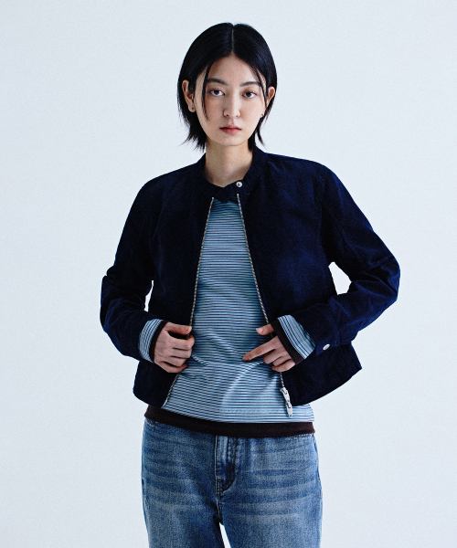 (Woman) Corduroy Biker Jacket_Navy