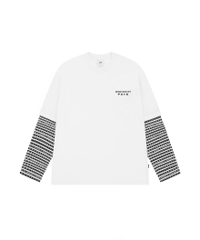 TRUMP STRIPE LAYERED LONG SLEEVE - WHITE