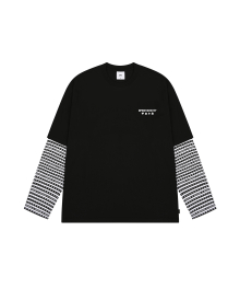 TRUMP STRIPE LAYERED LONG SLEEVE - BLACK