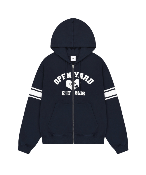 오와이(OY) COLLEGE HEART HOODIE ZIP UP - NAVY - 사이즈