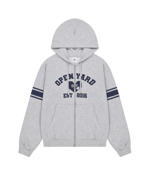 COLLEGE HEART HOODIE ZIP UP- MID MELANGE