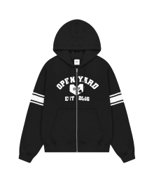 COLLEGE HEART HOODIE ZIP UP - BLACK