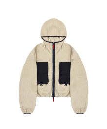 BIG POCKET FLEECE HOODED JACKET - IVORY