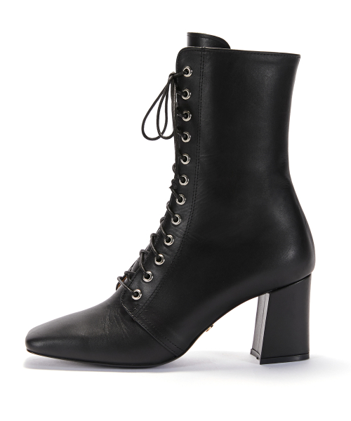 Lace-up Half Boots [Black]
